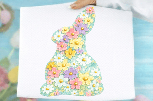 Download Pastel Floral Easter Bunny Png - Png Collection