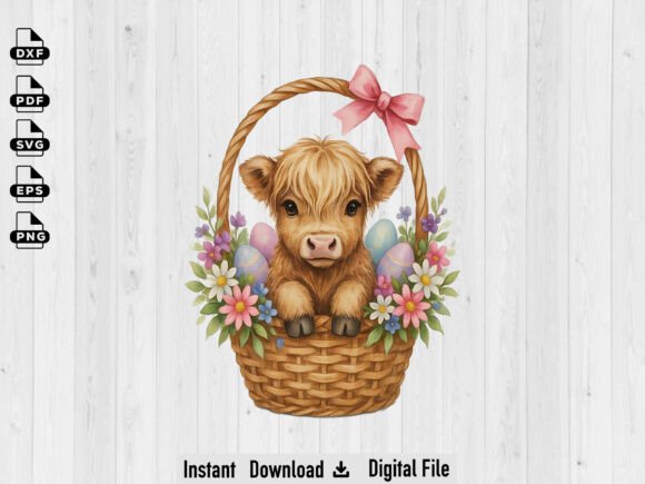Download Floral Highland Cow Easter PNG File - Png Collection