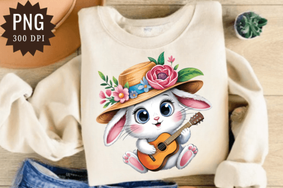 Download Cute Bunny Playing Guitar PNG Clipart - Png Collection