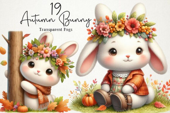 Download Cute Autumn Bunny PNG Clipart - Png Collection