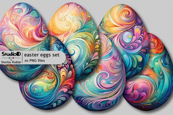 Download Watercolor Eggs Clipart Set - Swirls - Watercolor eggs clipart Collection