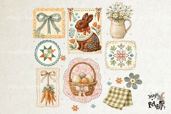 Download Vintage Easter Bunny Clipart PNG Set - Png Collection