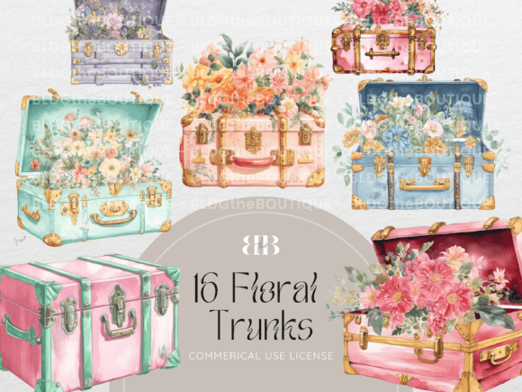Download Floral Vintage Trunk Party Clipart PNG - Png Collection