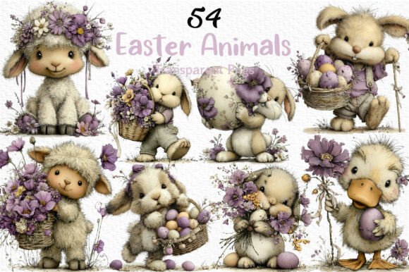 Download Whimsical Easter Animals Clipart PNG - Png Collection