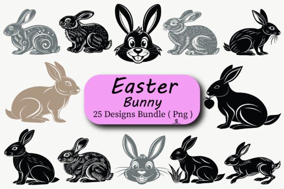 Download Vintage Easter Bunny Clipart Png Bundle - Png Collection