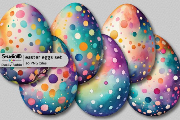 Download Dotted Watercolor Eggs Clipart Set - Watercolor eggs clipart Collection