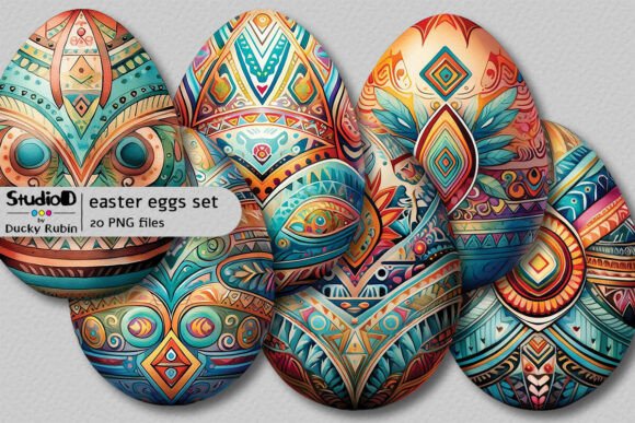 Download Watercolor Eggs Clipart Set - Tribal - Watercolor eggs clipart Collection