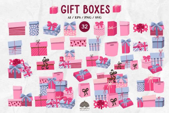 Download Pink Present Boxes SVG PNG EPS Clipart - Png Collection